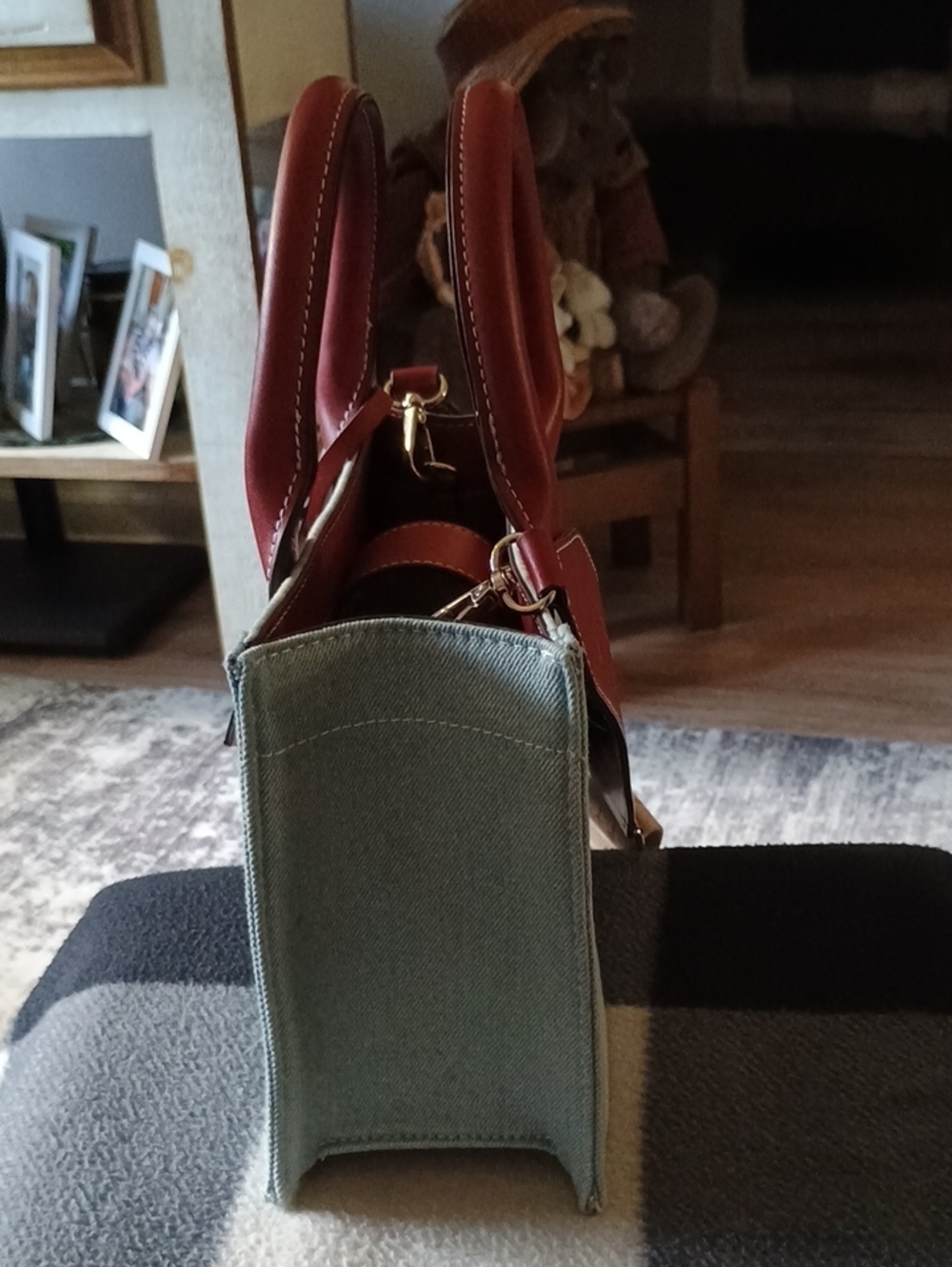 NWT True Religion Women's Stripe Tote Bag in Light Blue and Red - Picture 8 of 12